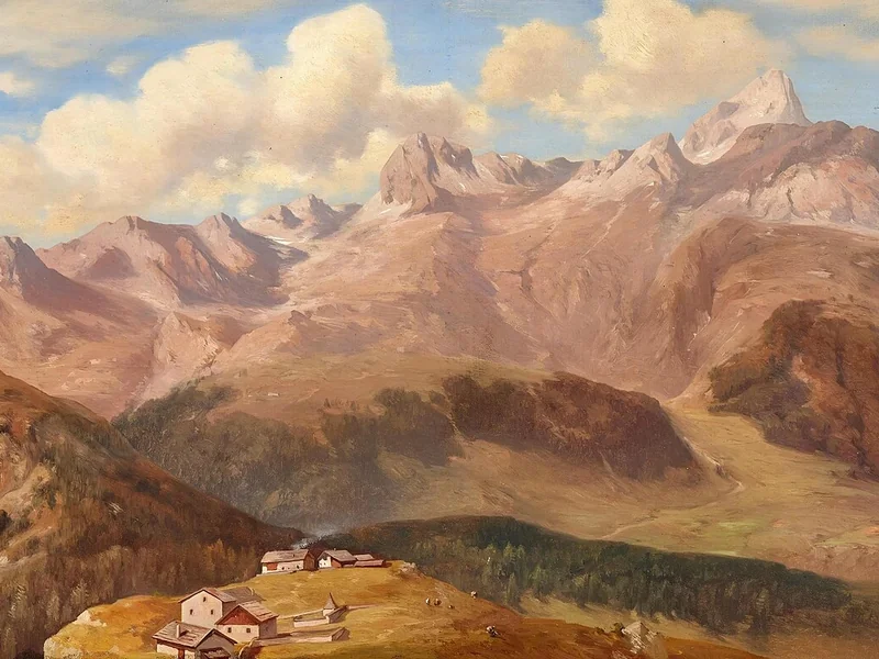 1833-Adolf Obermüllner - Catena montuosa con il Piz Ott
